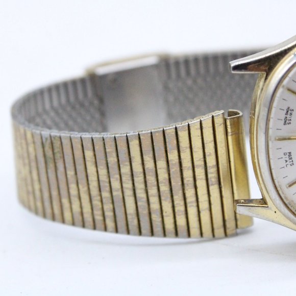 Vintage Quartex Watch Mens Gold Tone Stainless Steel Swiss Hong Kong Silver Dial - Picture 3 of 8